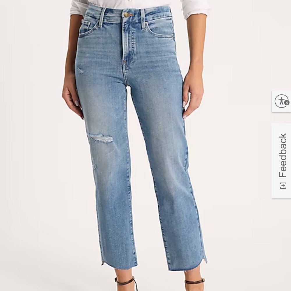Express Light Blue high waist Straight Leg ankle Jeans